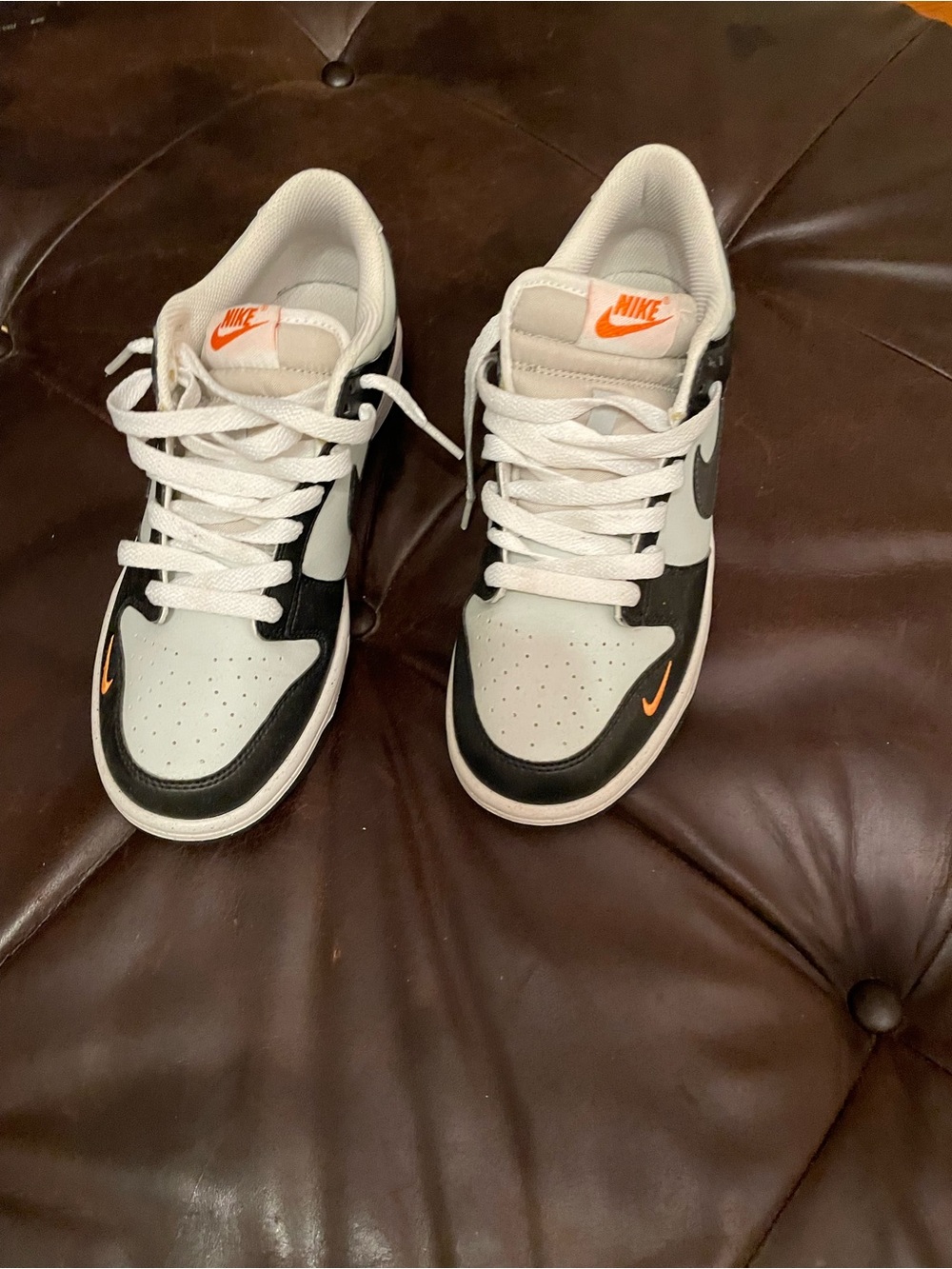 Nike White, Black & Orange Low-Top Sneakers